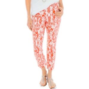 Chico's Size 0 (US 4) Orange/White Grecian Ikat Print Platinum Crop Jeans